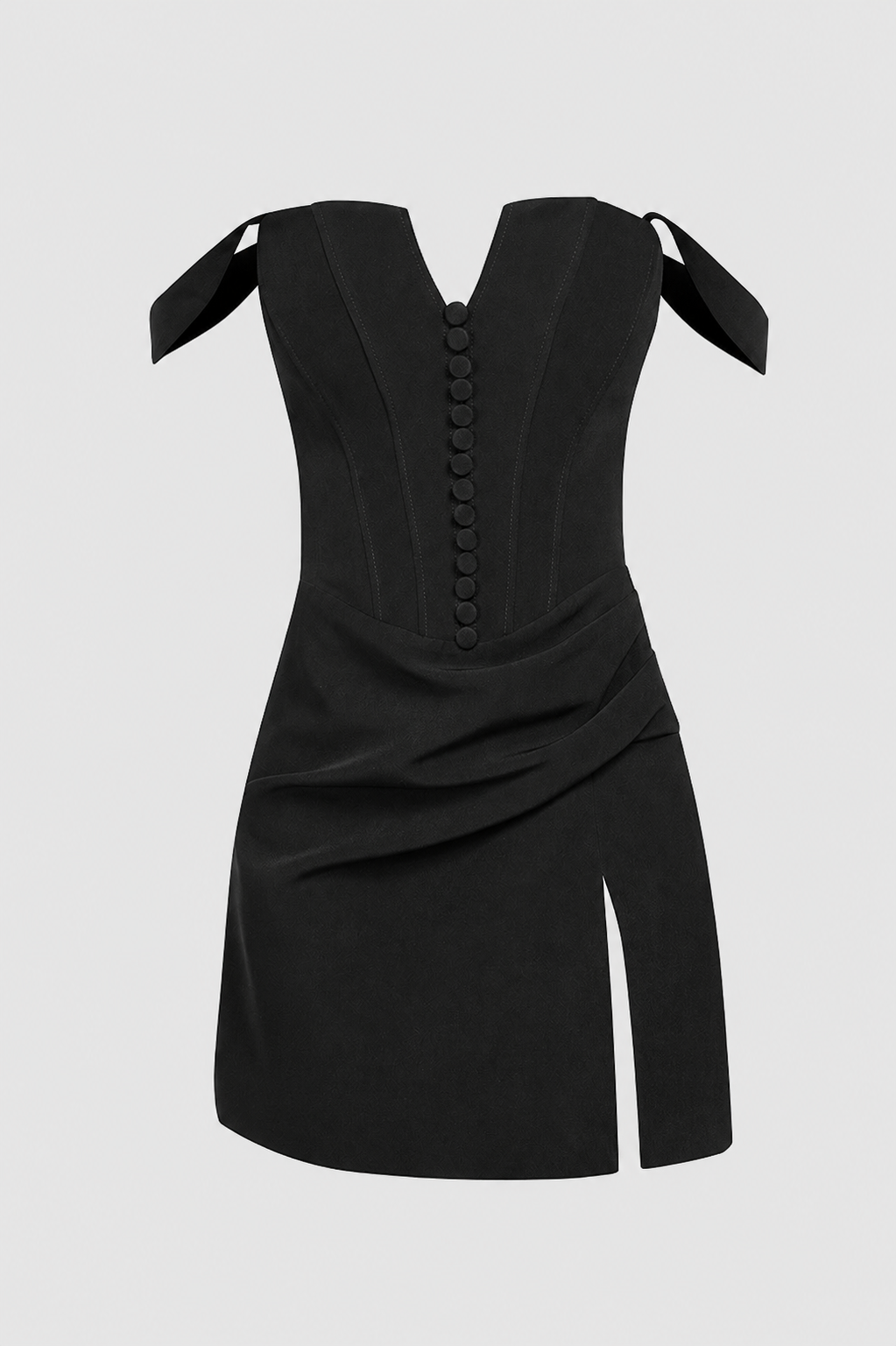 Black Button-Front Corset Mini Dress