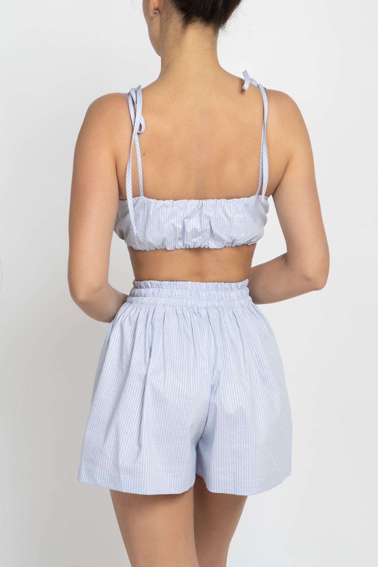 Striped Skort Shorts in Light Blue