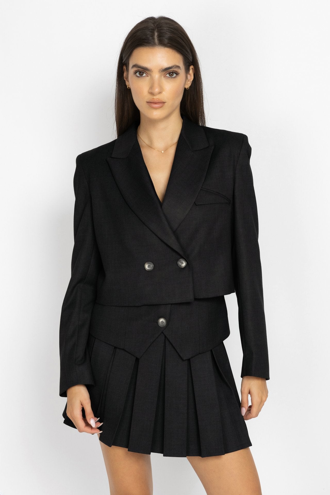 Pleated Mini Skirt in Black
