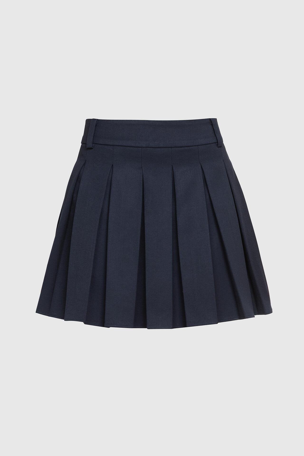 Pleated Mini Skirt in Blue