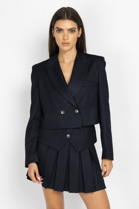 Pleated Mini Skirt in Blue