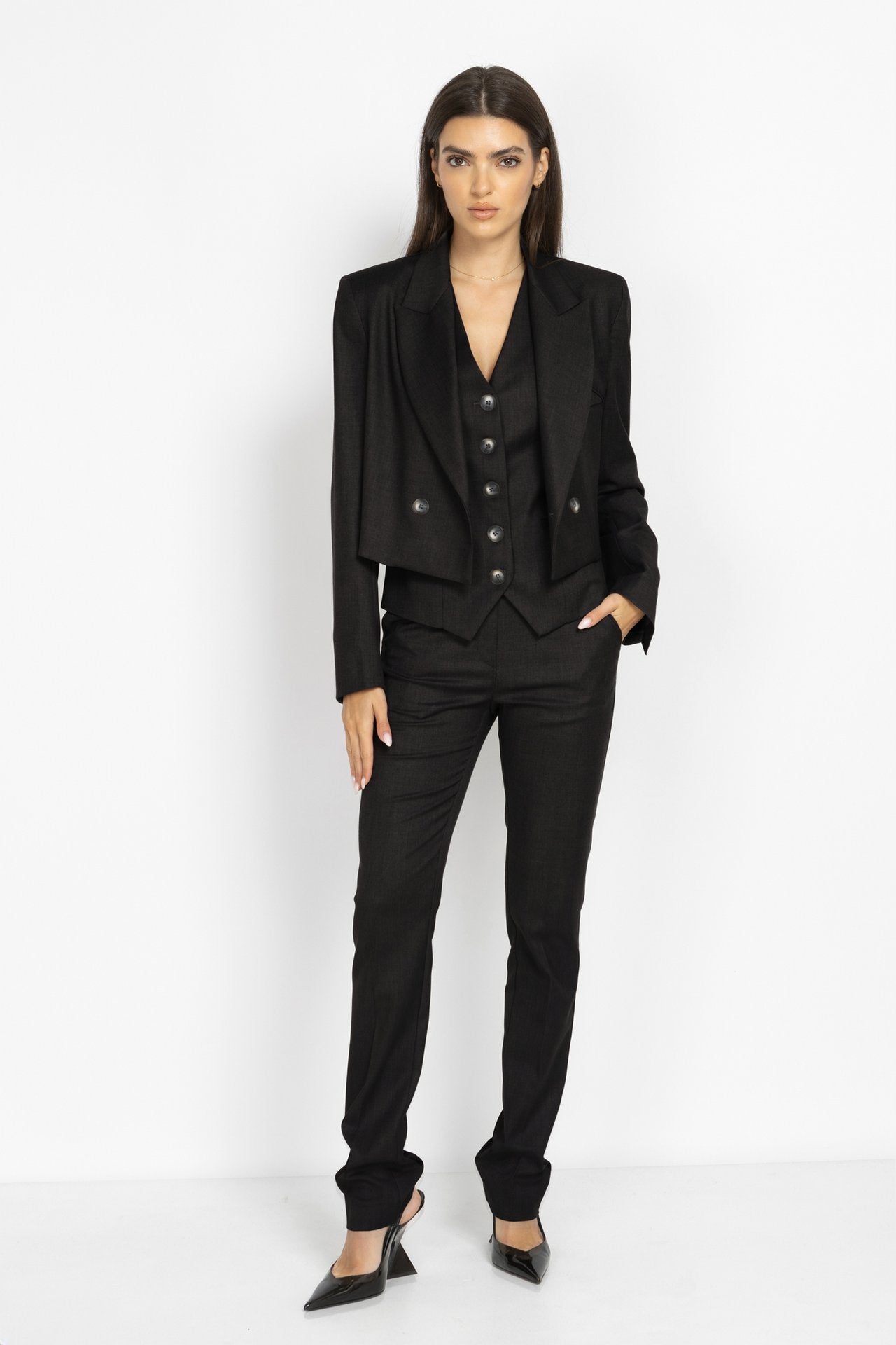 Cropped Double-Breasted Blazer