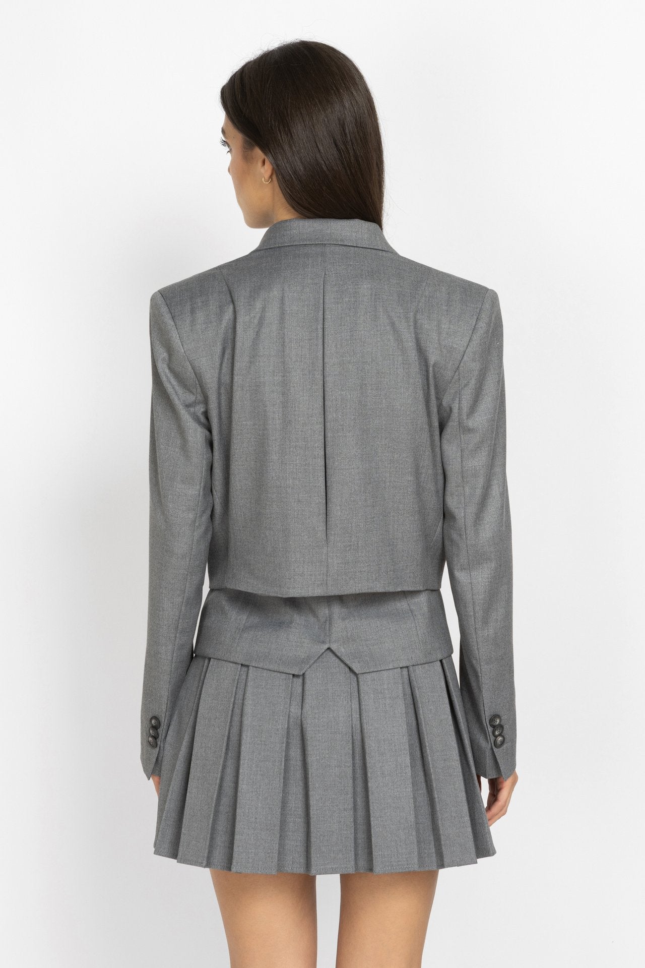 Cropped Double-Breasted Blazer in Grey