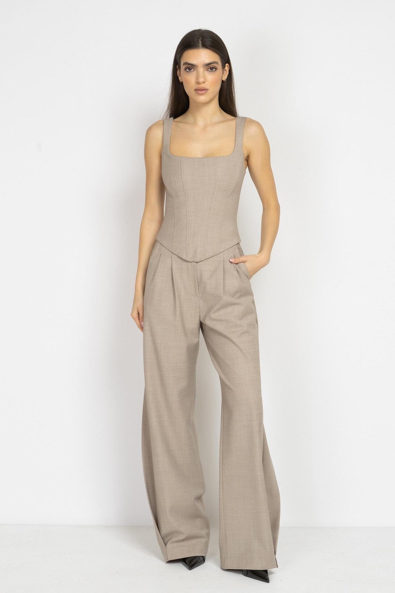 Mocha Wool Corset Top