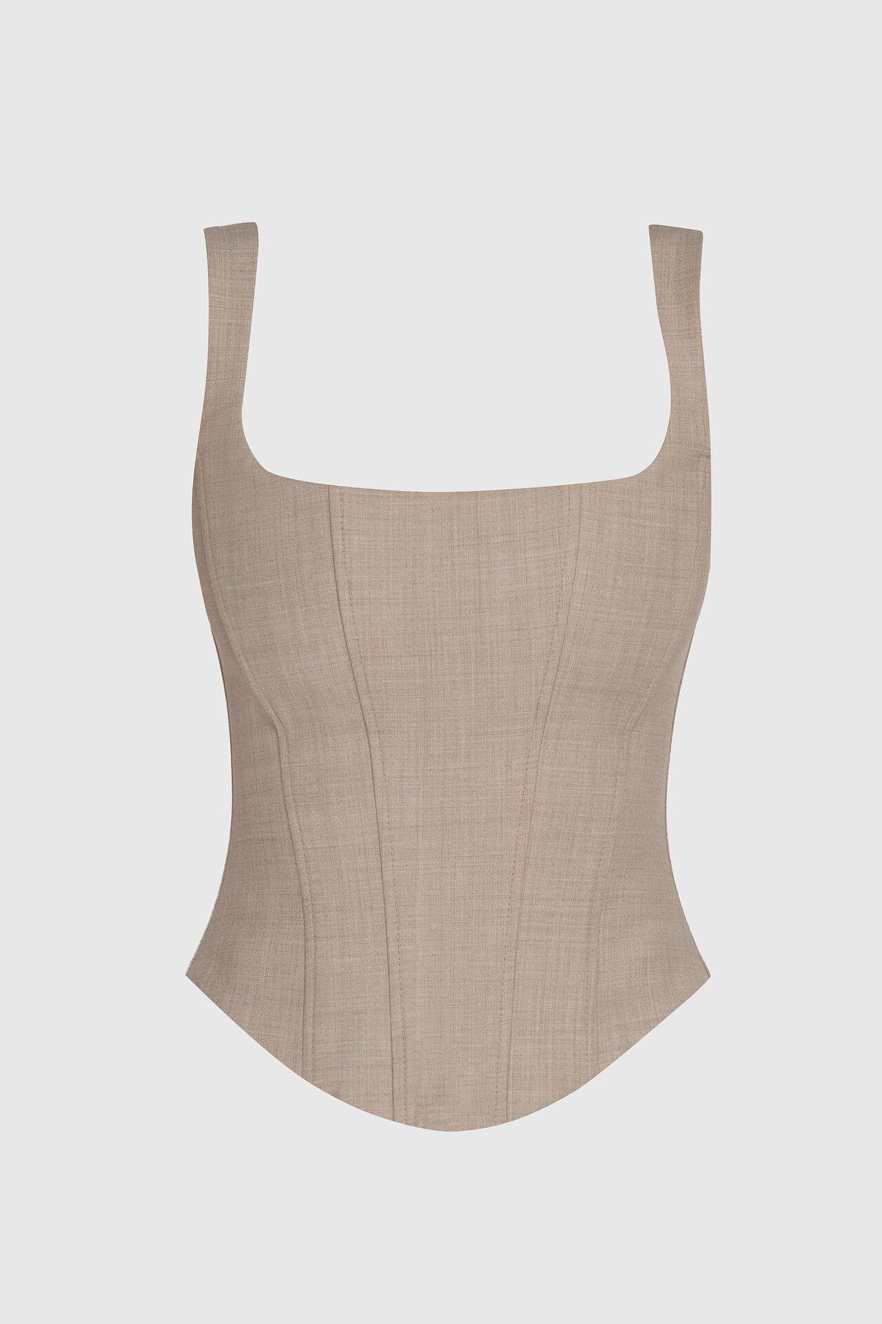 Mocha Wool Corset Top