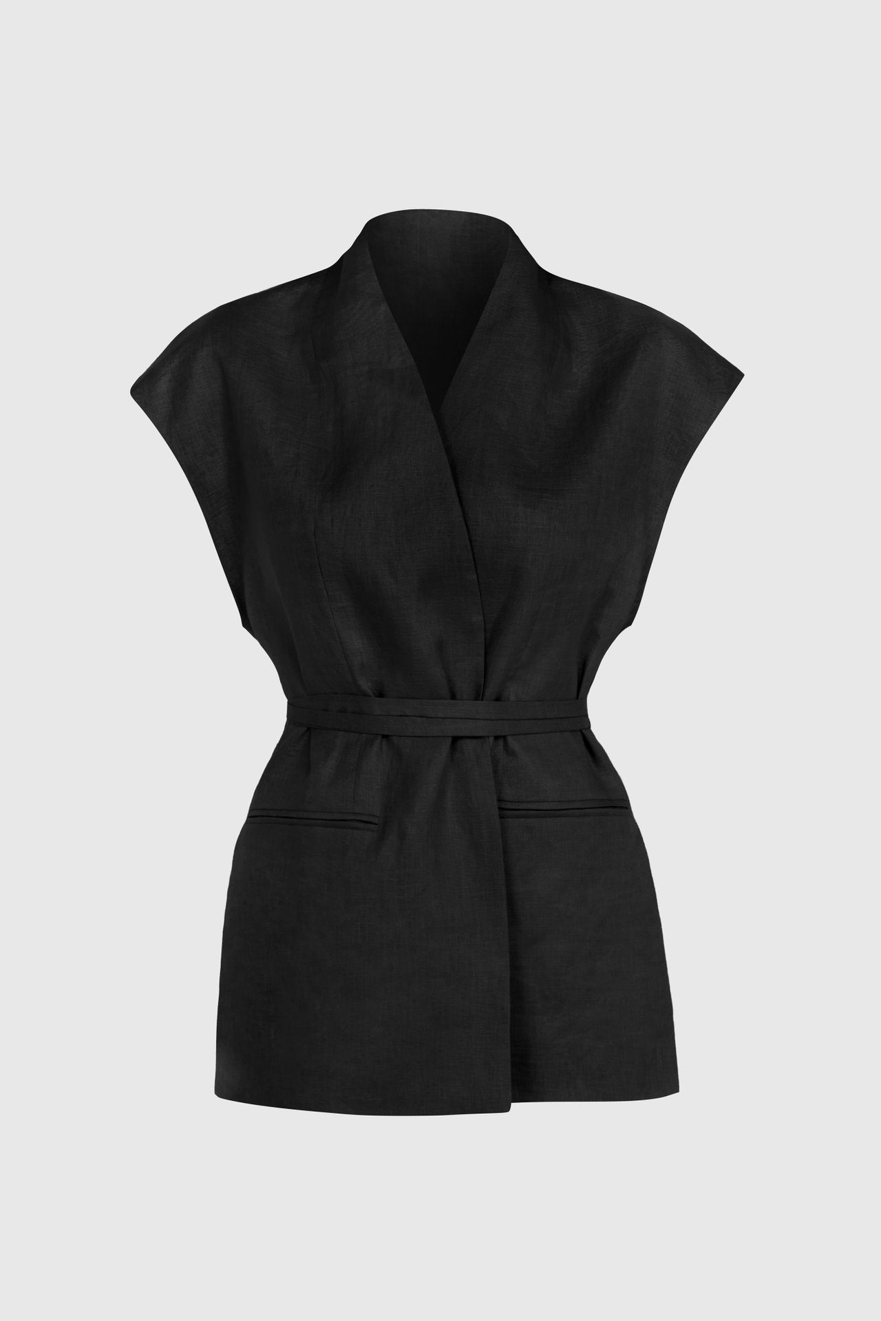Black Linen Vest