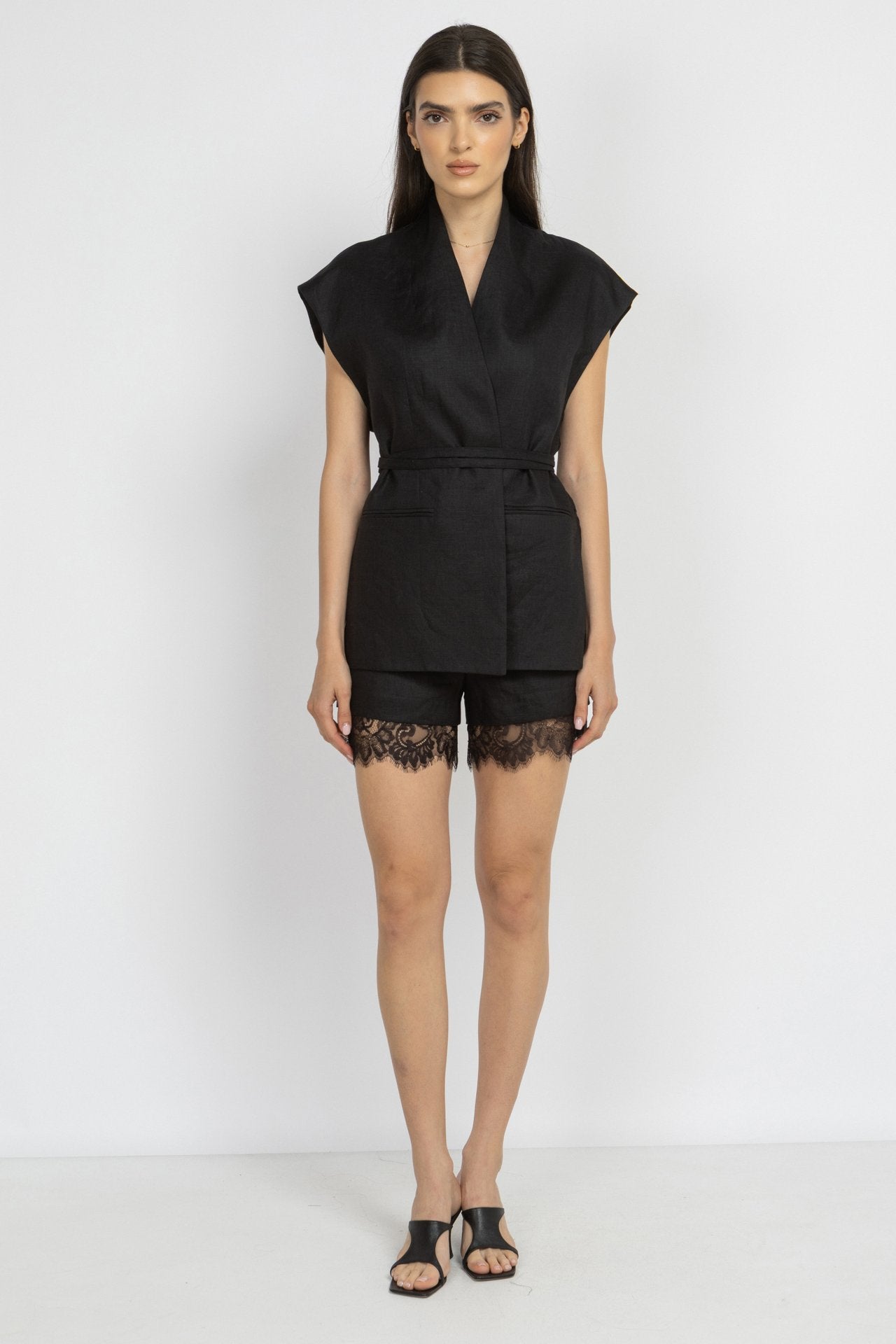 Black Linen Vest