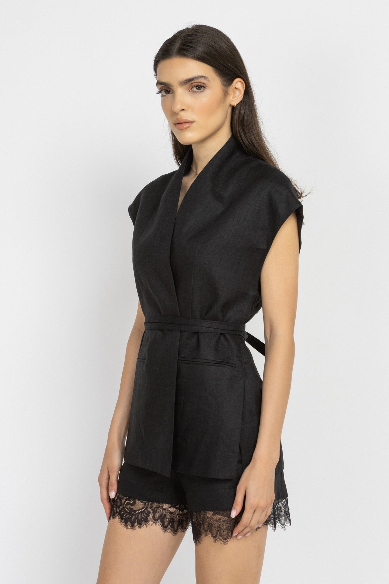 Black Linen Vest
