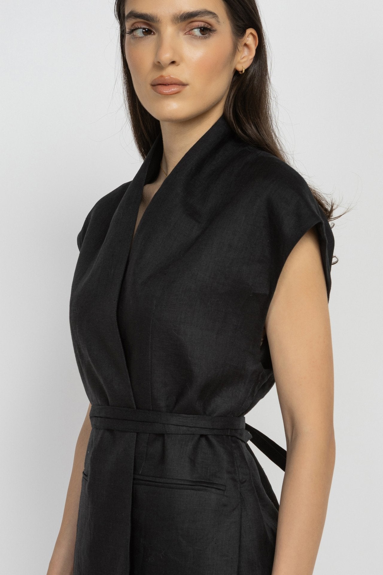 Black Linen Vest