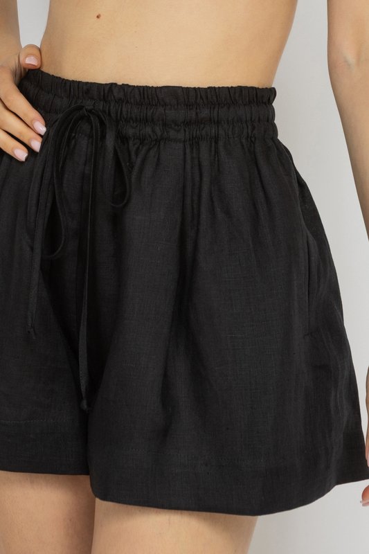 Black Linen Shorts