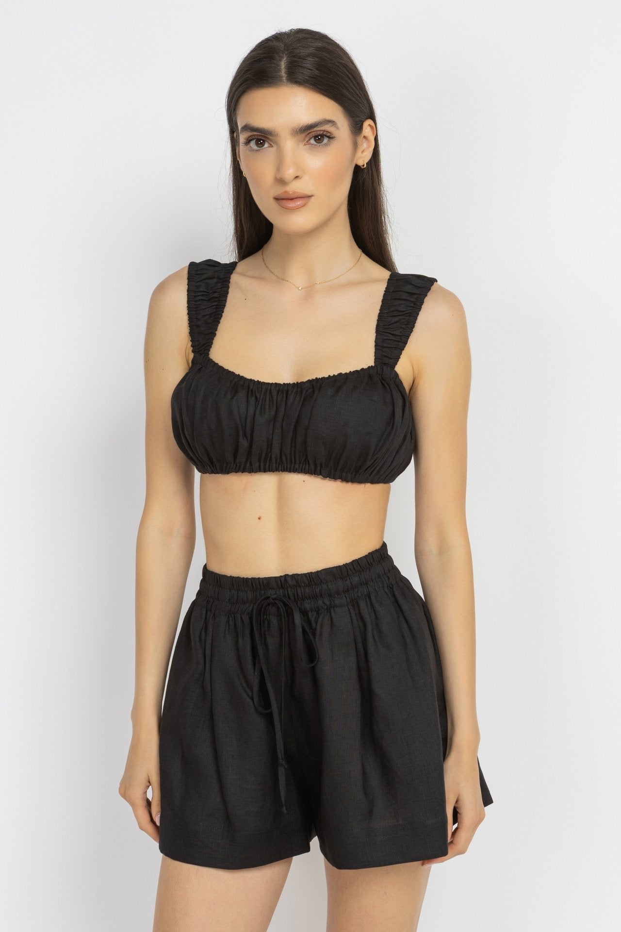 Black Linen Shorts