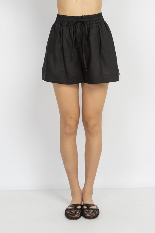 Black Linen Shorts