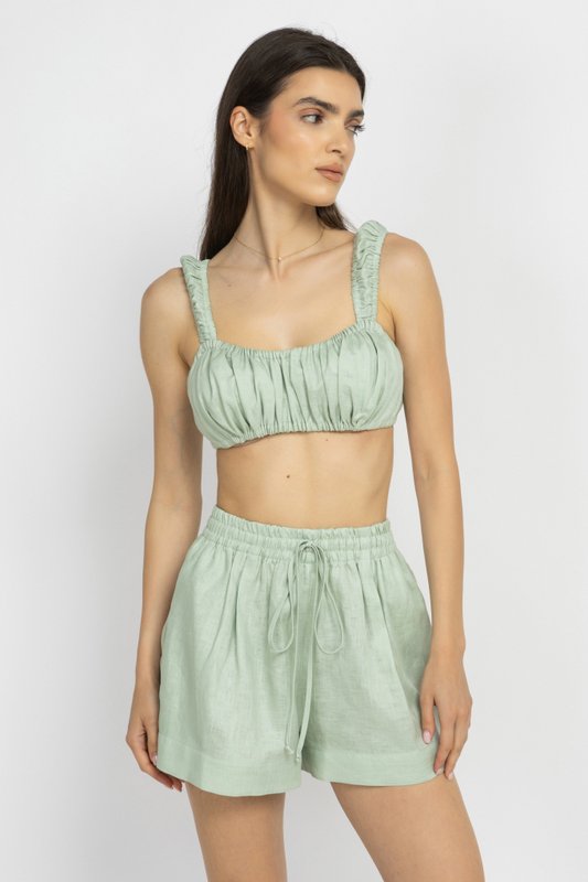 Mint Green Linen Shorts