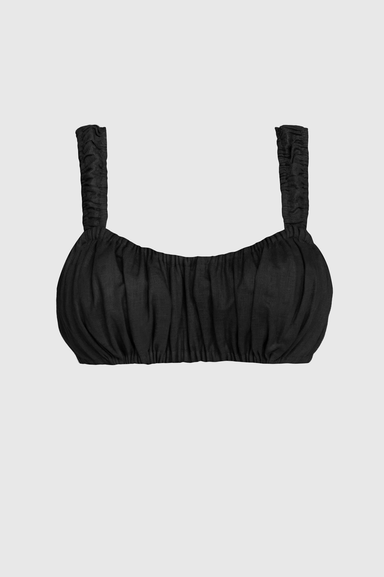 Black Linen Bustier with Elastic Details