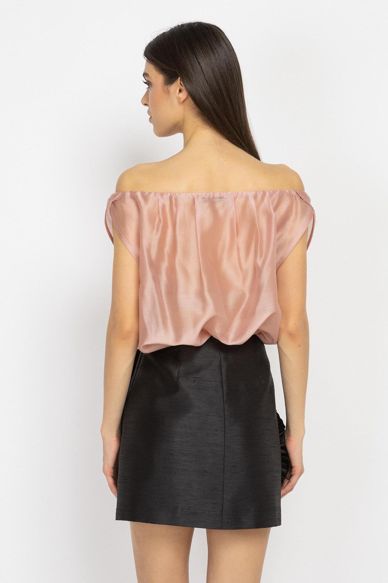 Mini Skirt with Floral Appliqués in Black