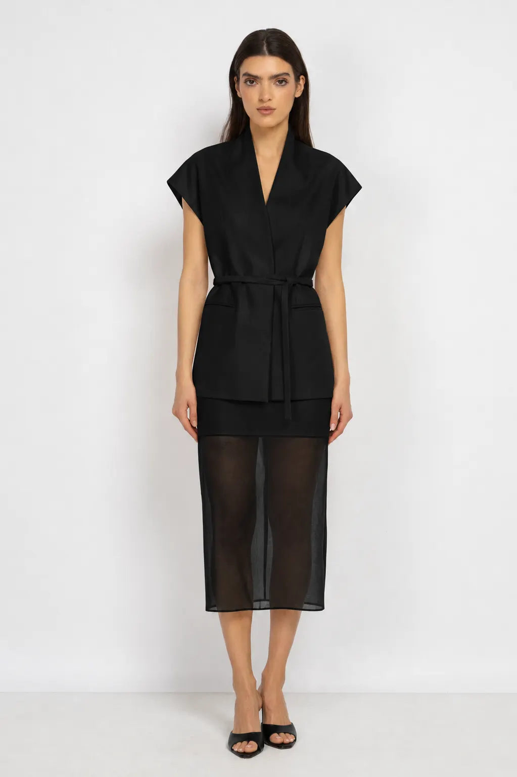 Black Skirt with Sheer Veil