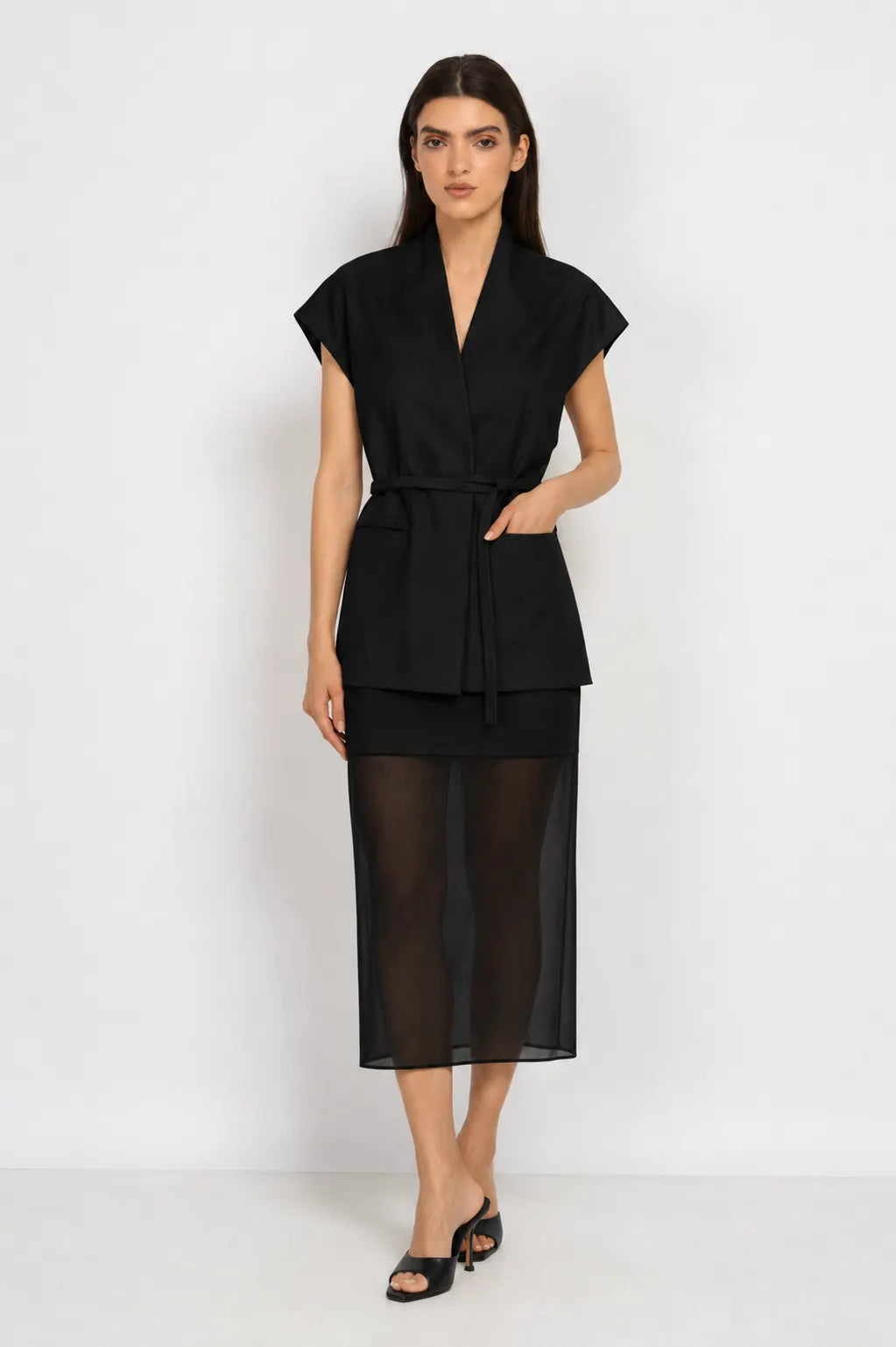 Black Skirt with Sheer Veil