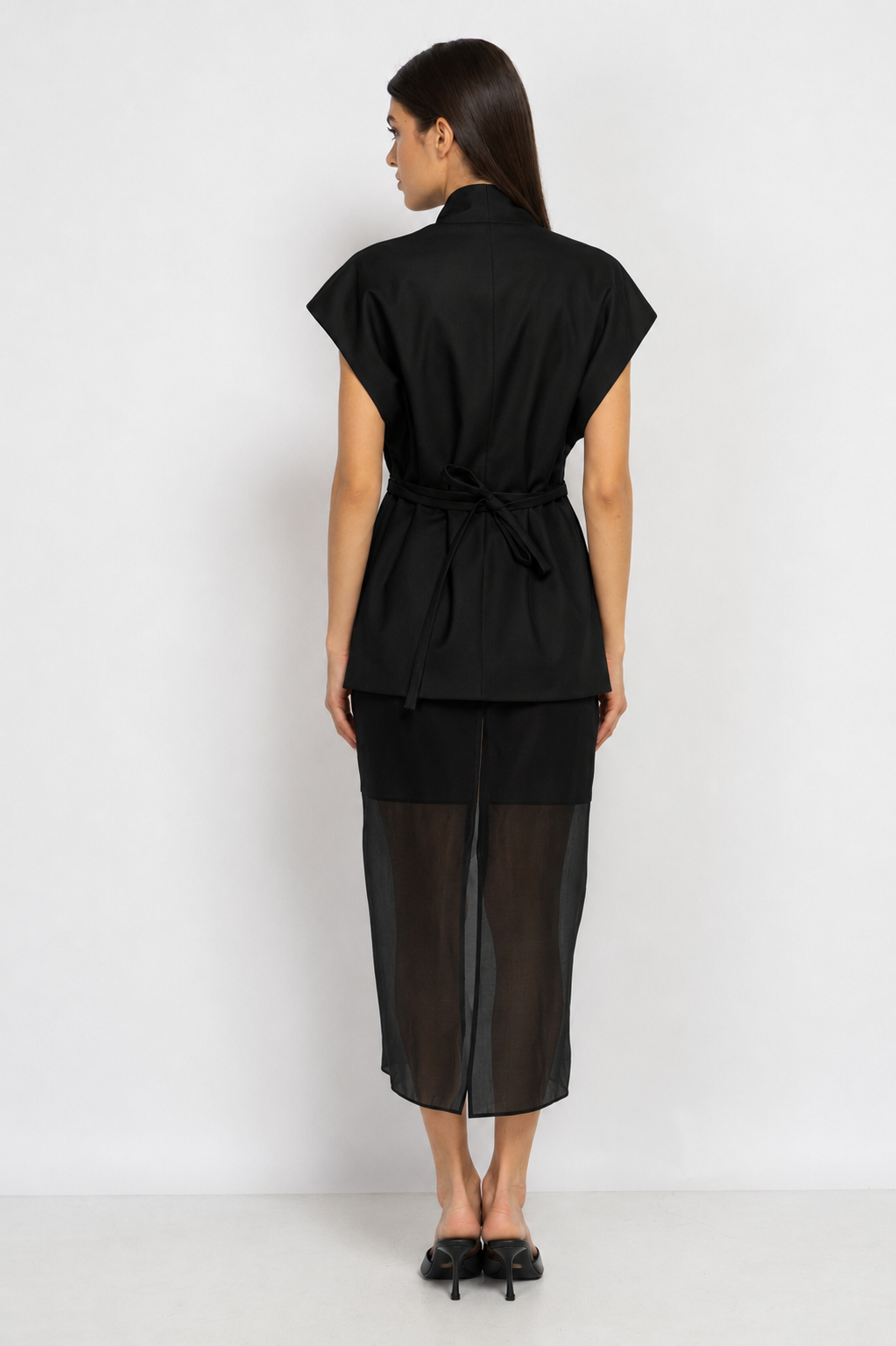 Black Skirt with Sheer Veil