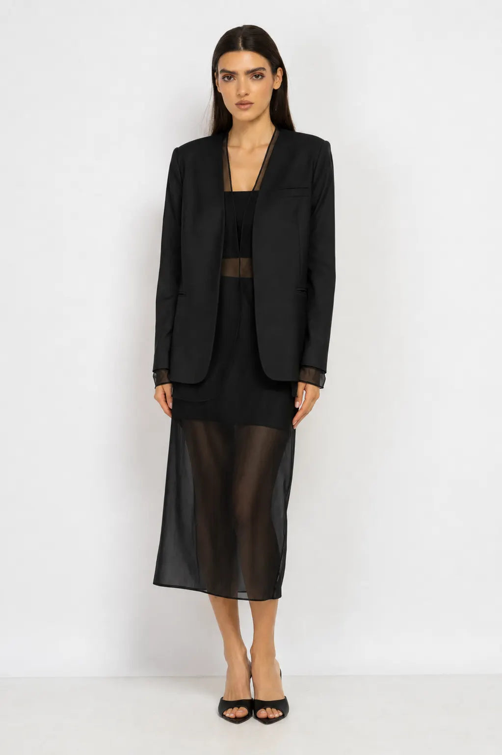 Black Skirt with Sheer Veil