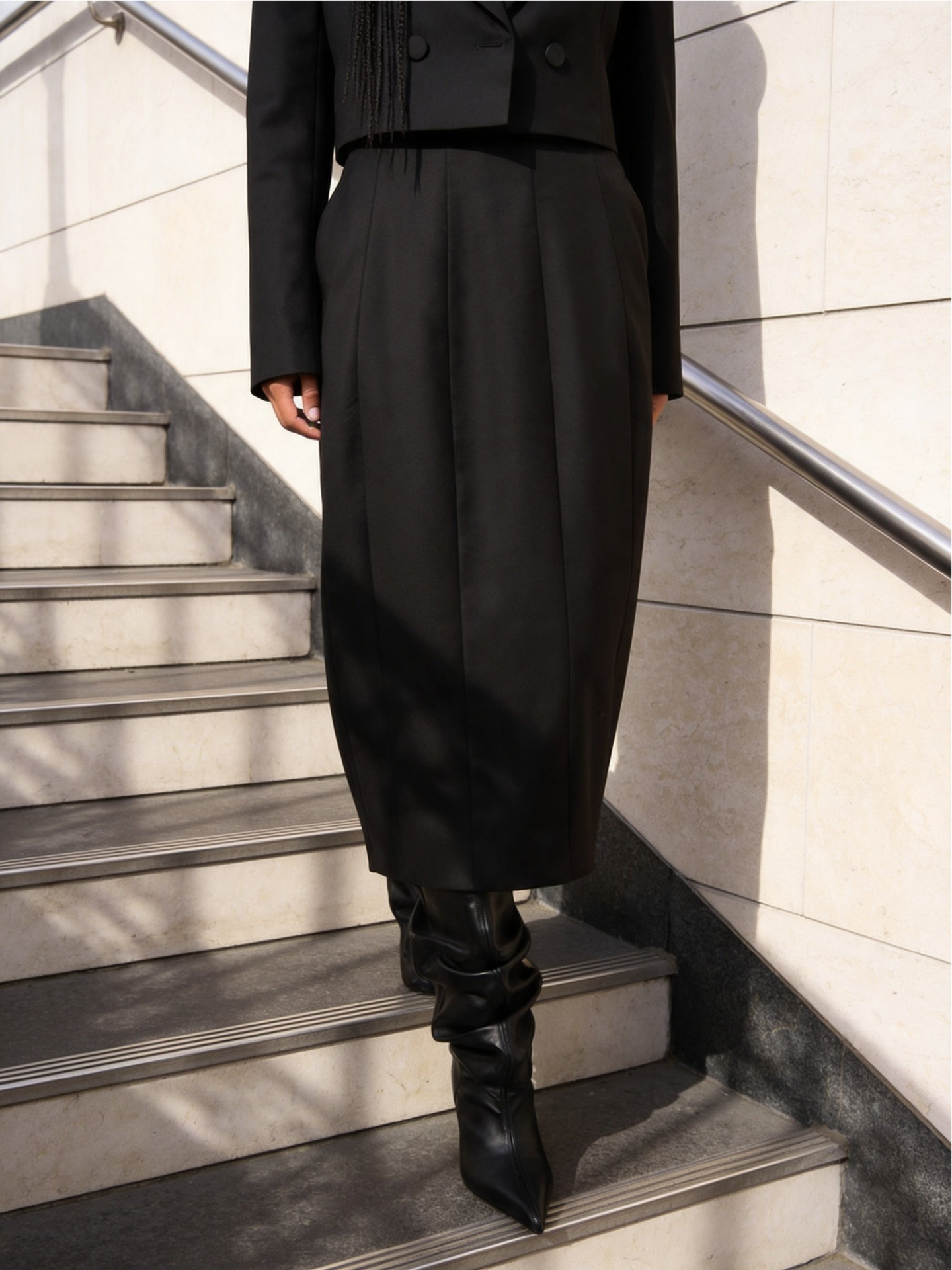 Balloon Pencil Midi Skirt