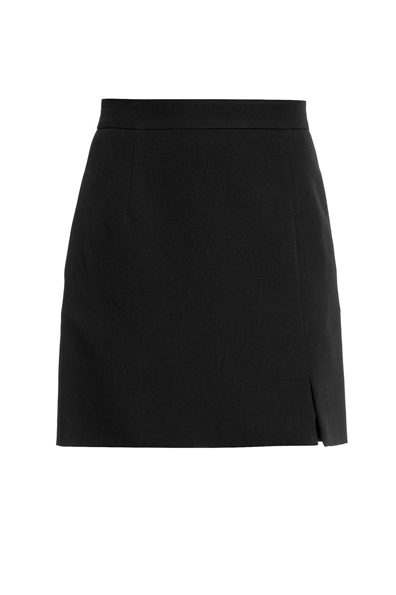 Mini skirt with slit hem in black