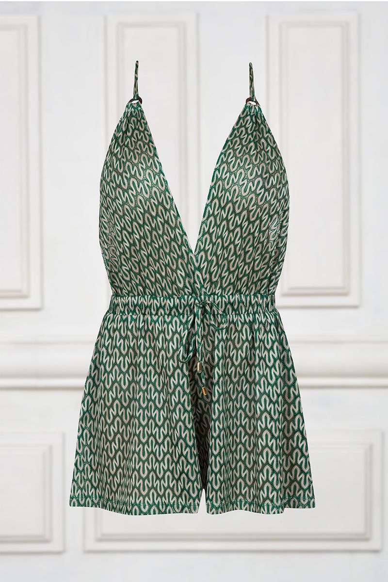 Knitted summer jumpsuit in green
