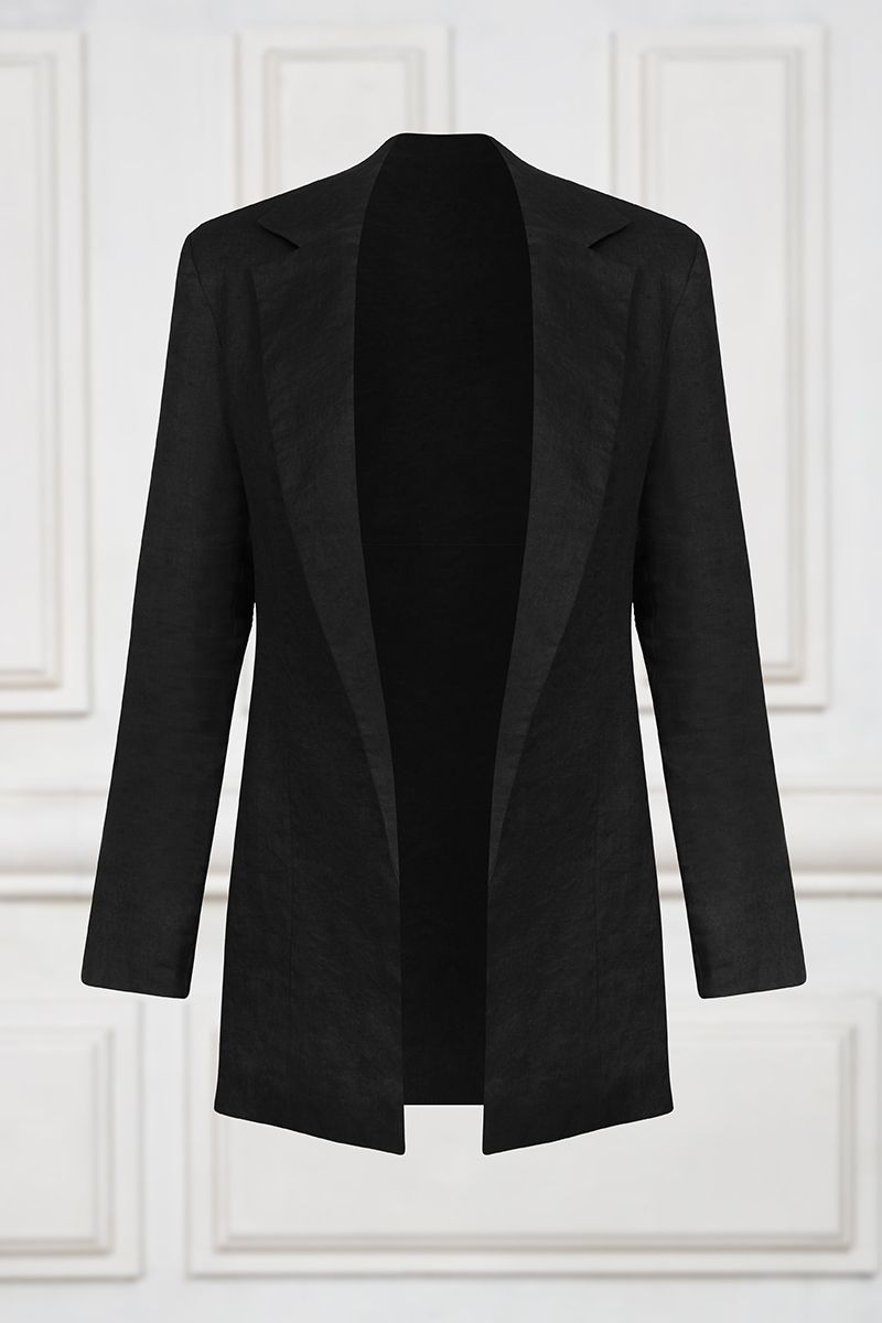 Linen blazer in black