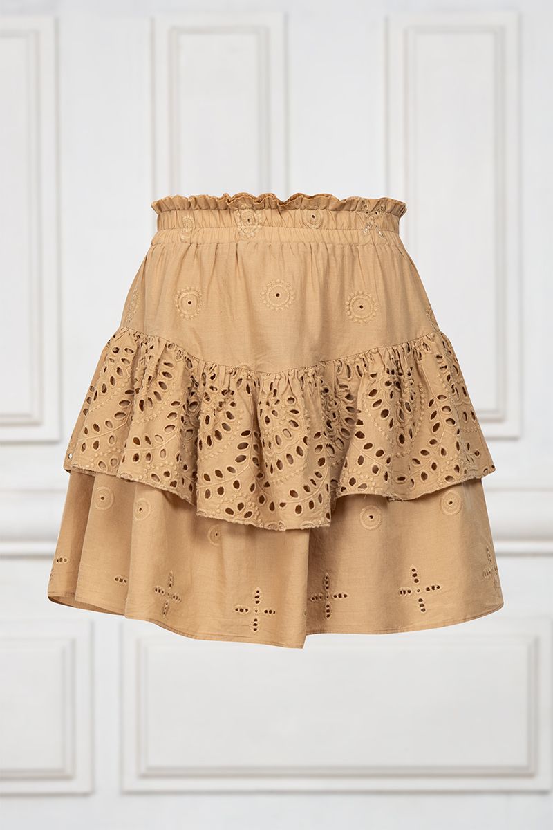 Beige skirt with English embroidery