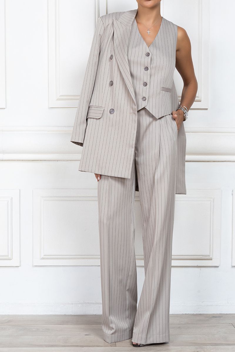 Grey Pinstripe Sleeveless Waistcoat