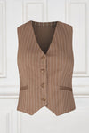 Brown Pinstripe Sleeveless Waistcoat