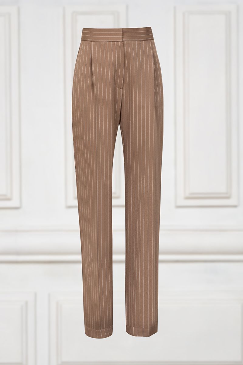 Pinstripe wide leg pants in brown