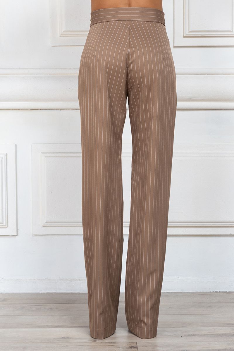 Pinstripe wide leg pants in brown
