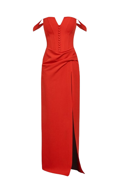 Maxi High Slit corset dress in red