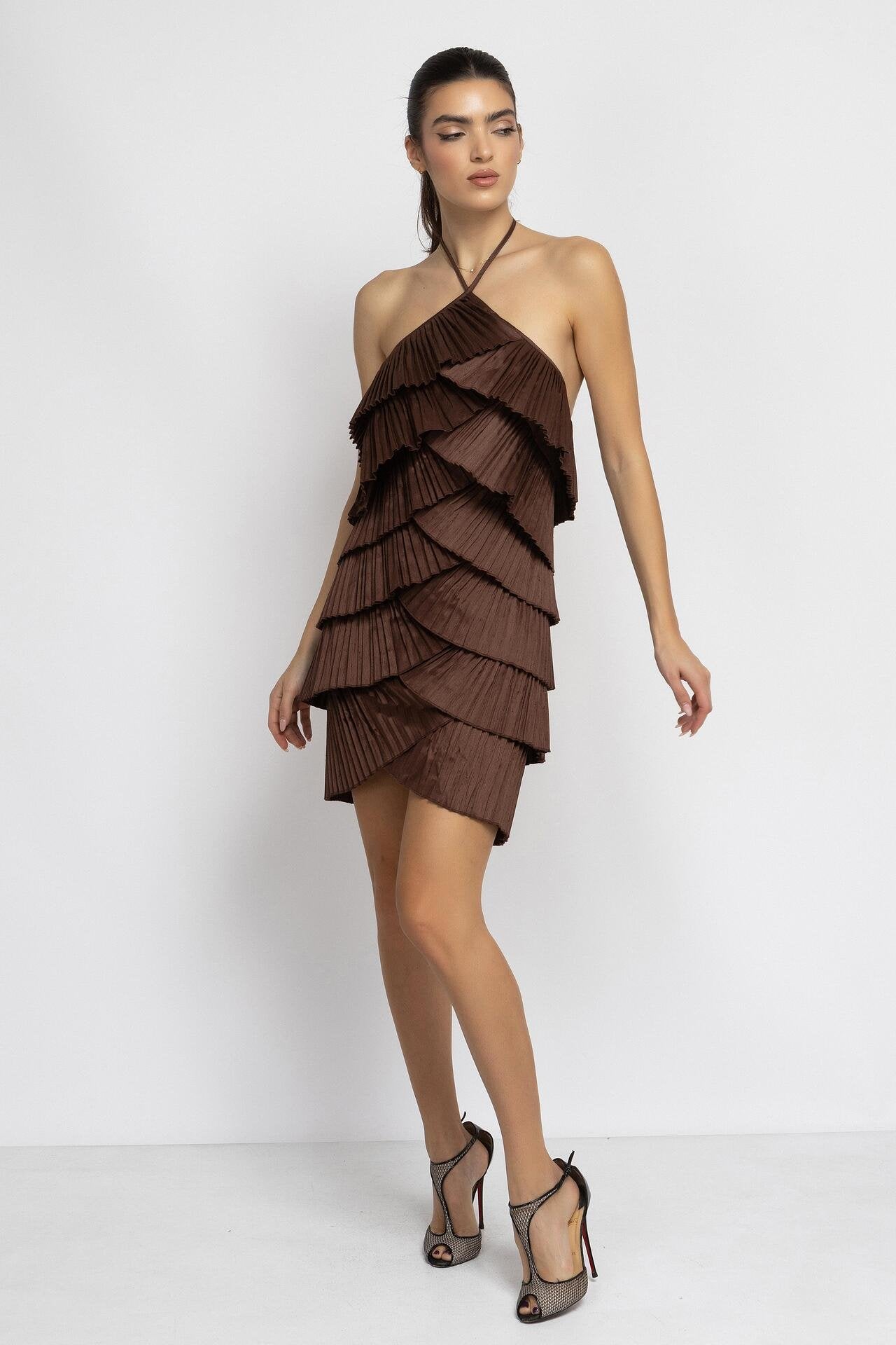 Ariella mini dress in chocolate brown