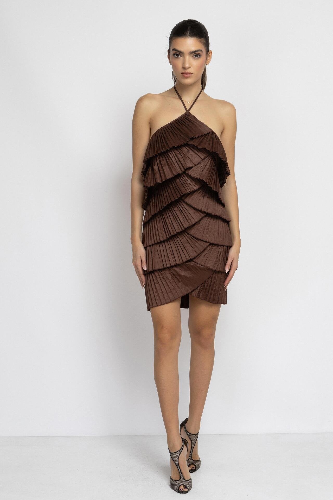 Ariella mini dress in chocolate brown