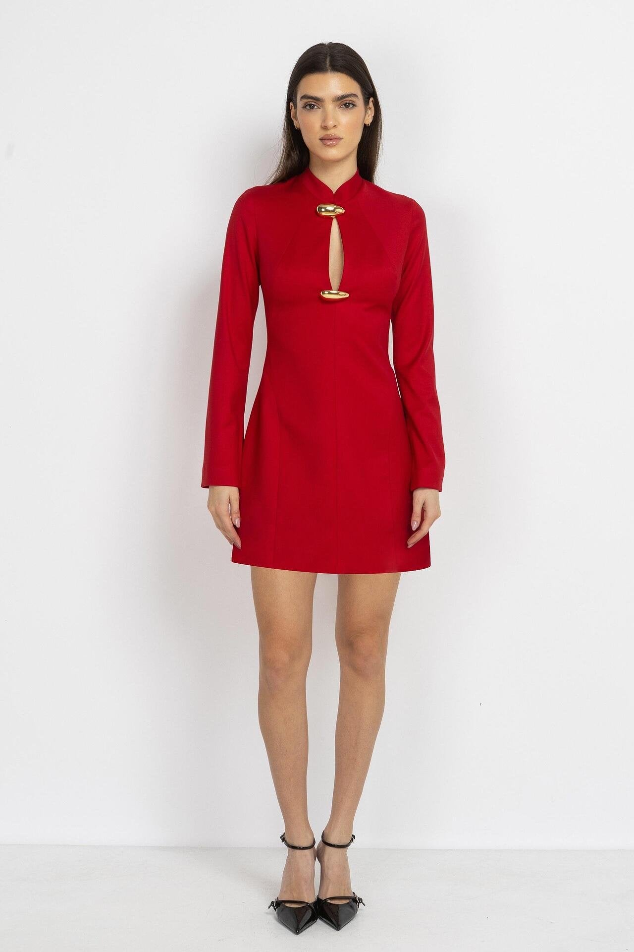 A-Line Red Mini Dress