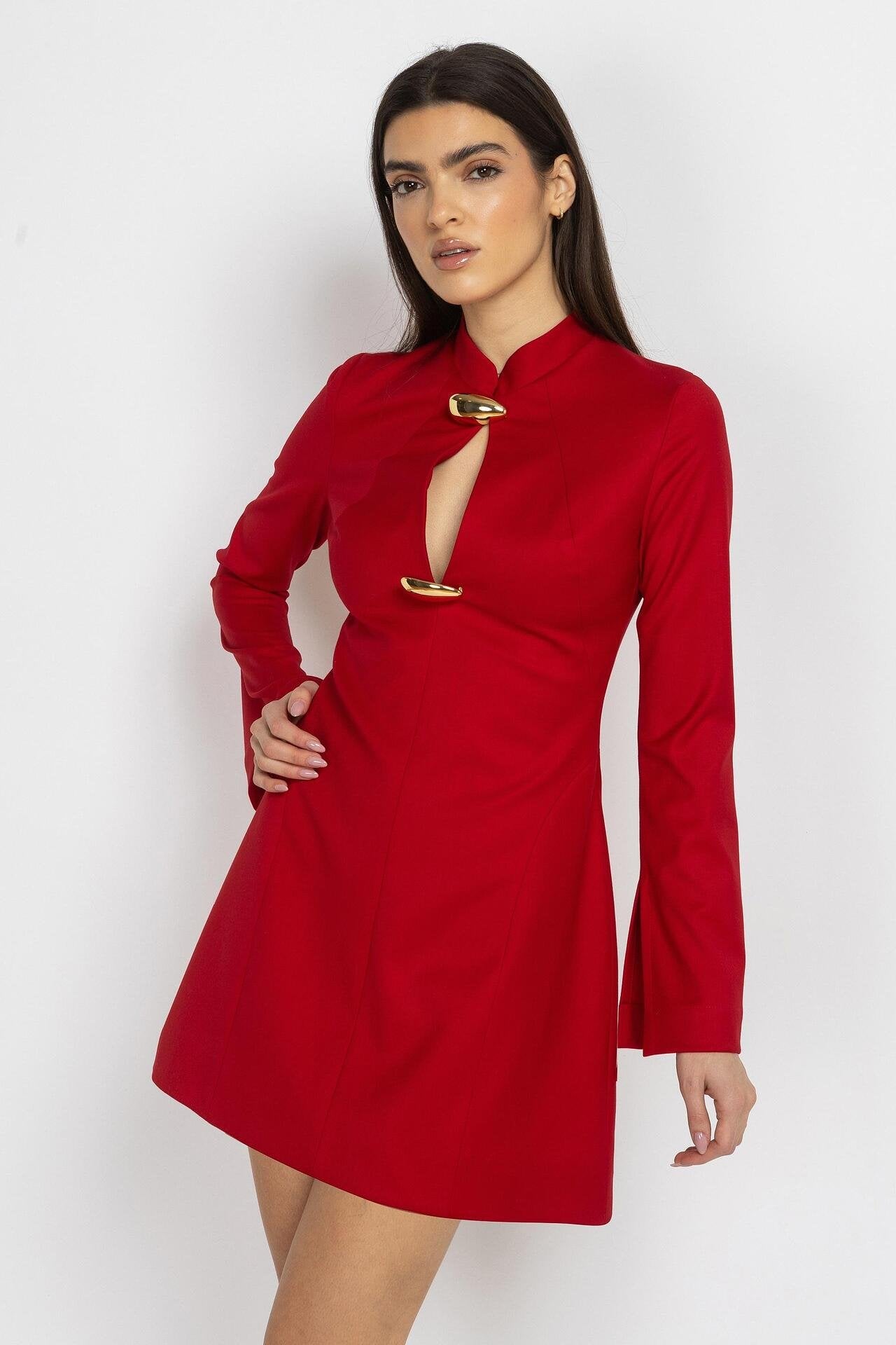A-Line Red Mini Dress