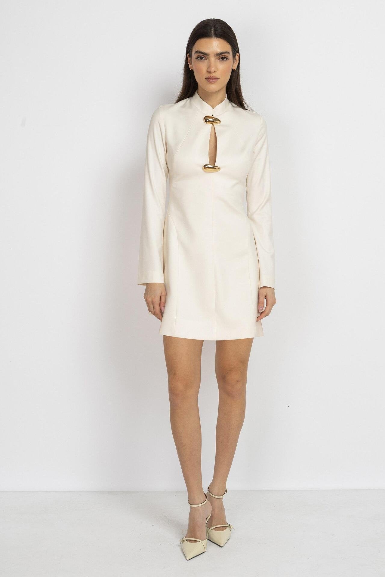 A-Line Ecru Mini Dress