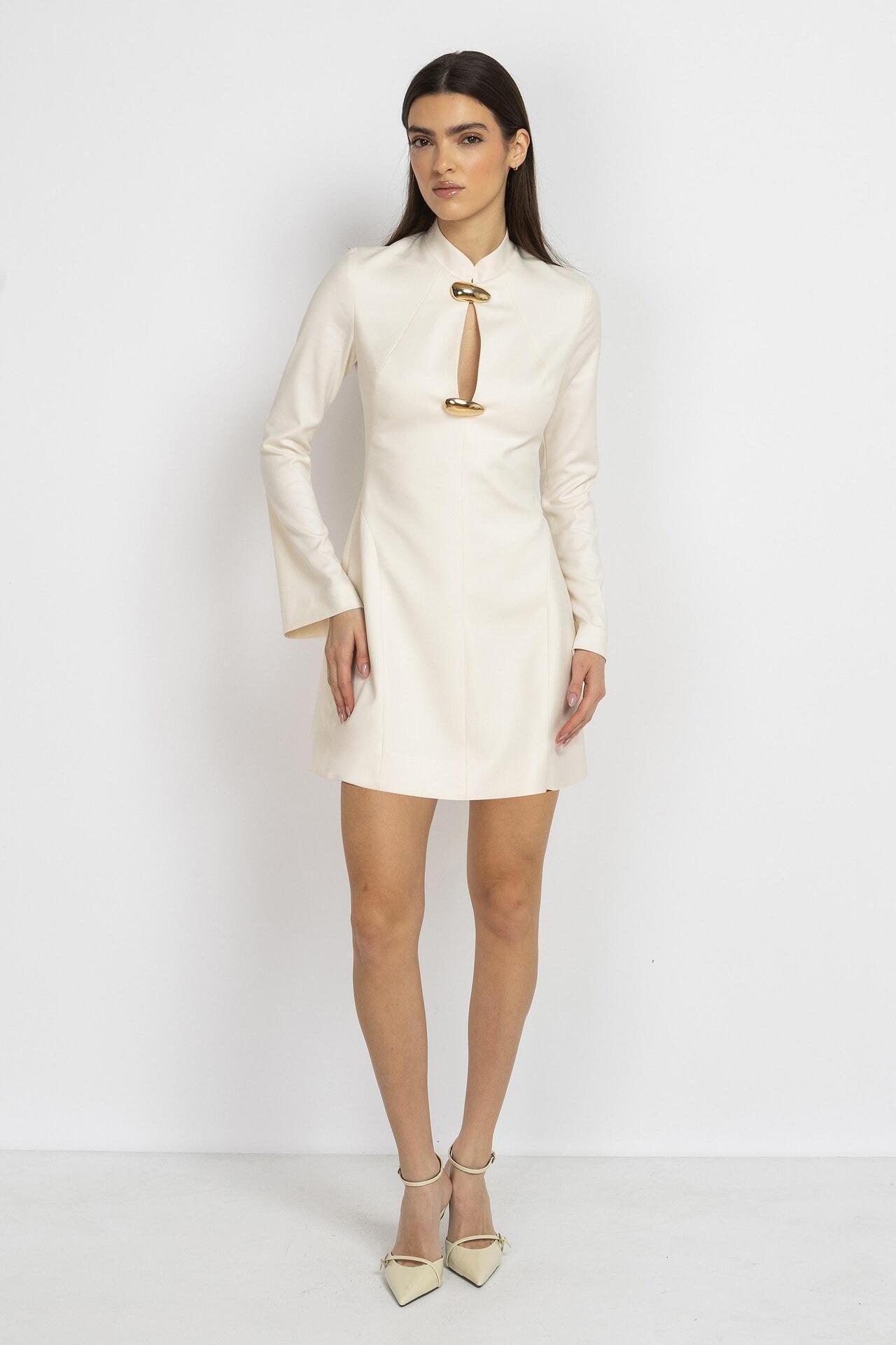 A-Line Ecru Mini Dress