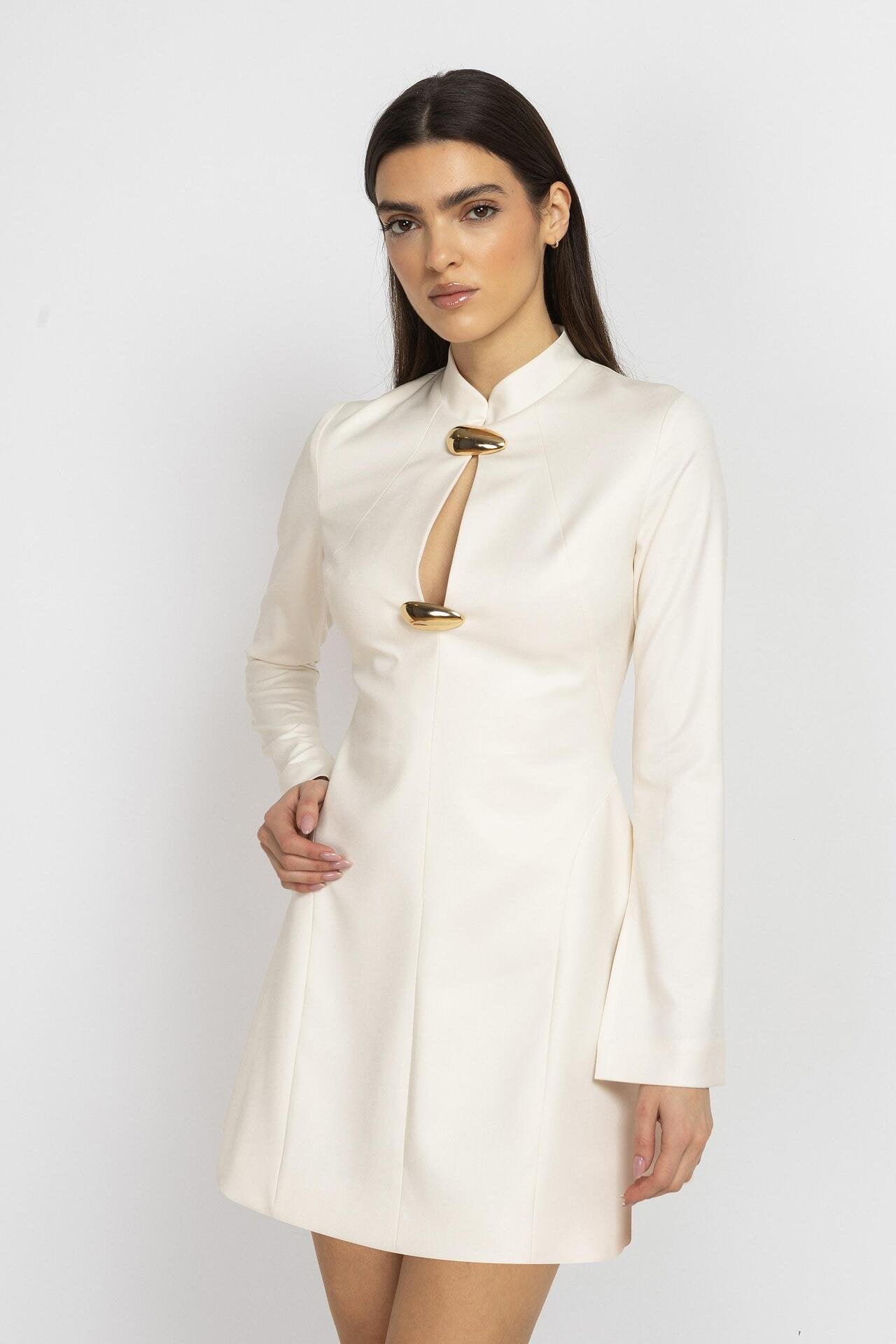 A-Line Ecru Mini Dress