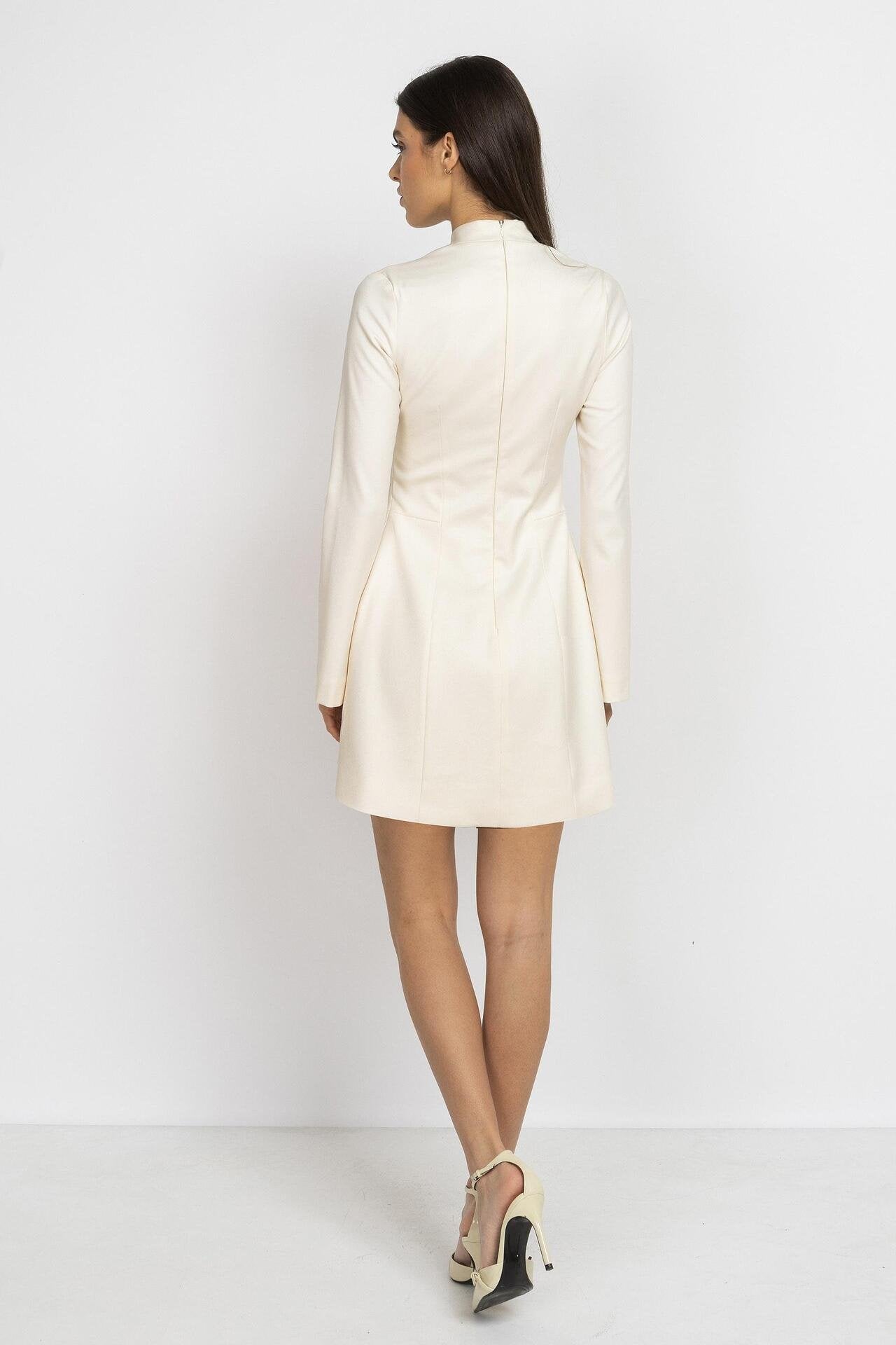 A-Line Ecru Mini Dress