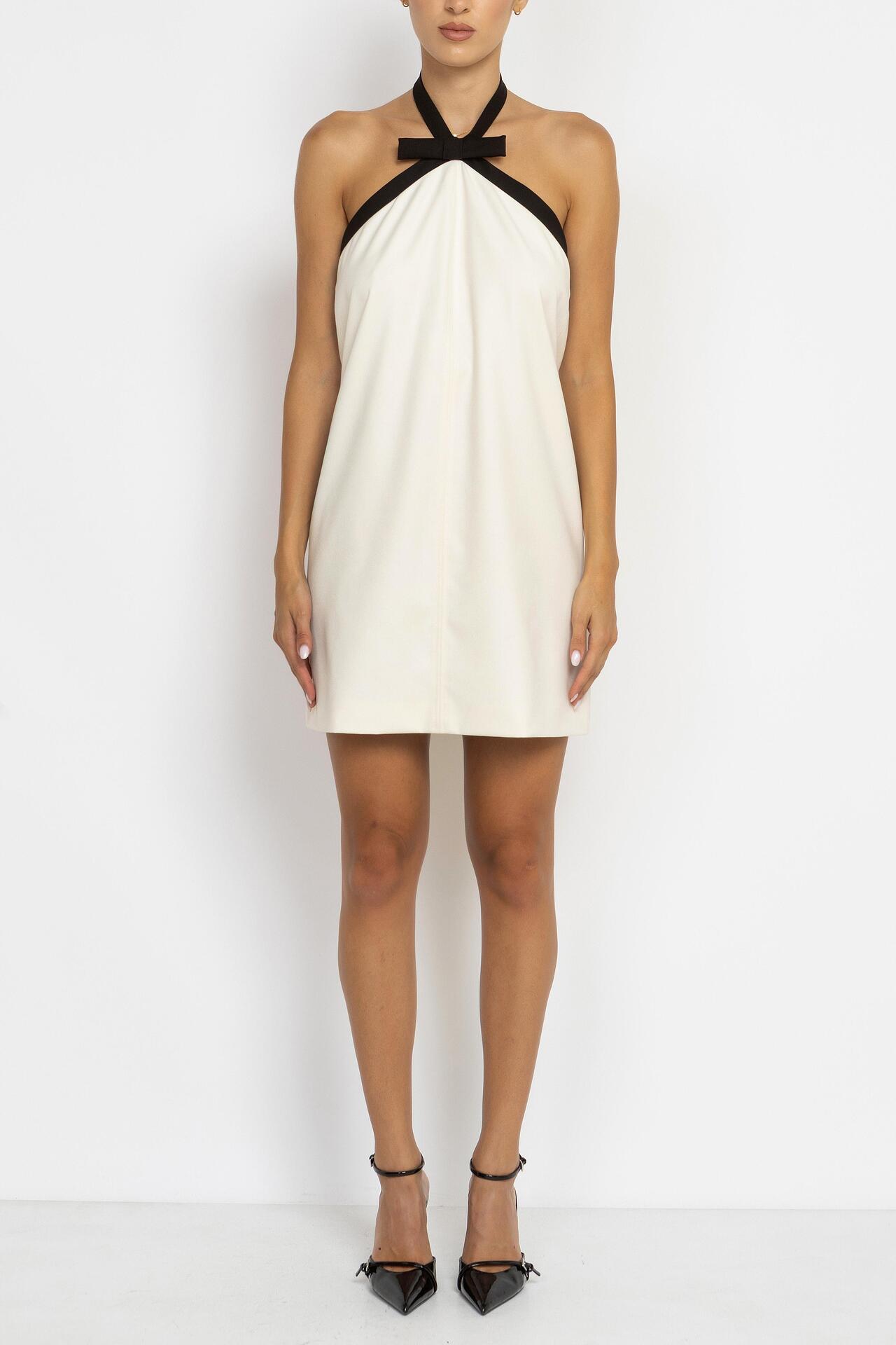 Halter Style Dress With Black Bow