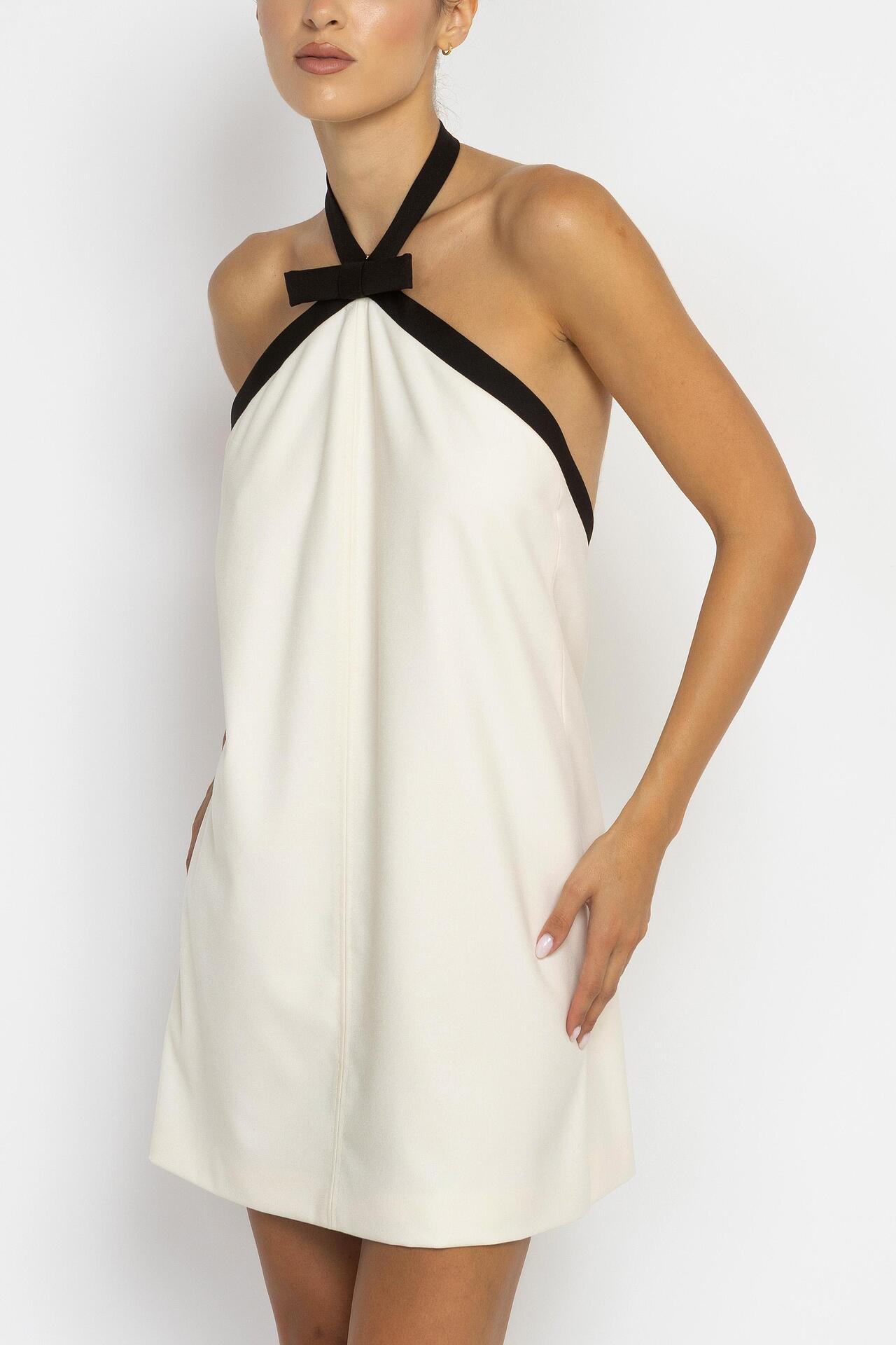 Halter Style Dress With Black Bow