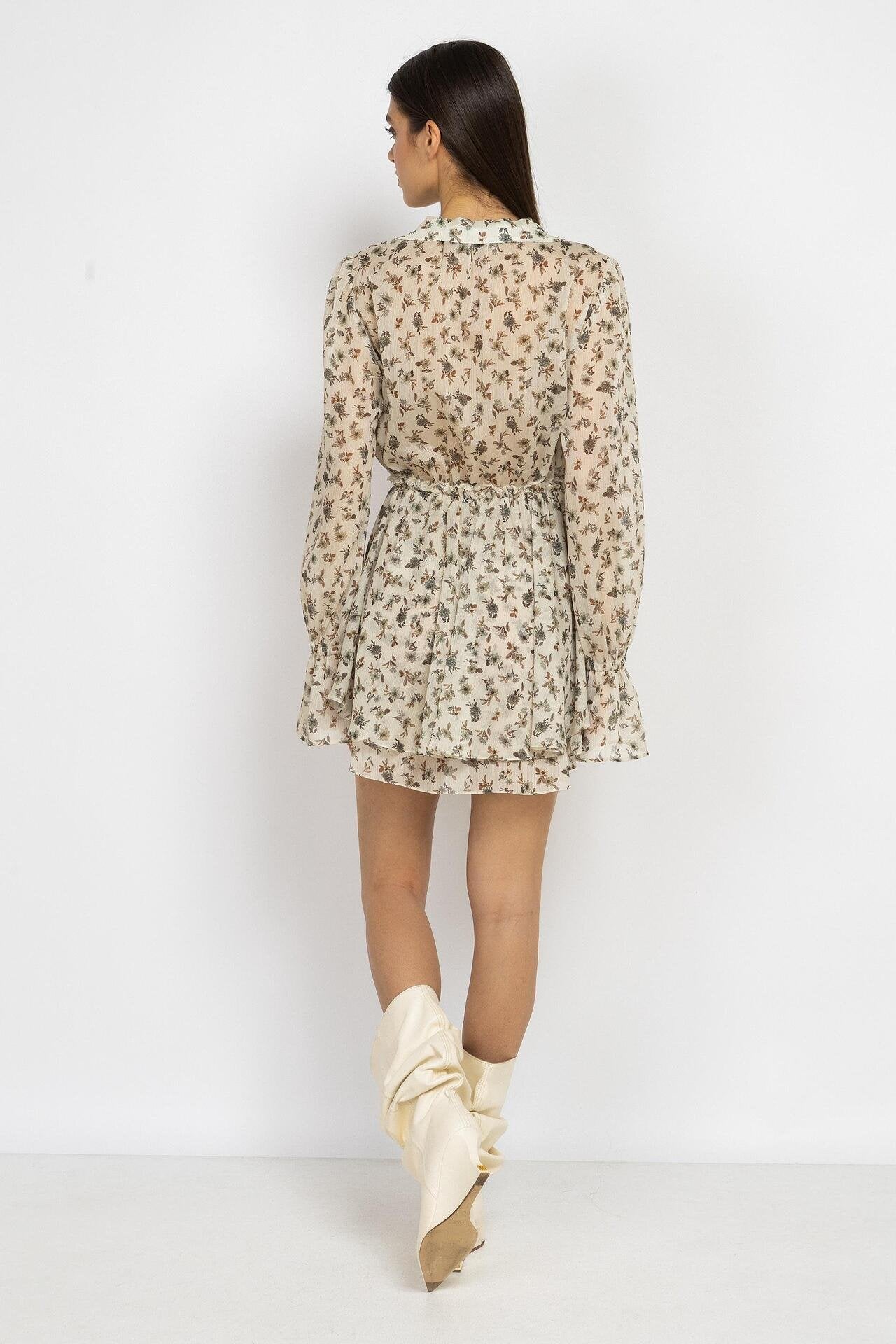 Floral Mini Dress with Lace Trim