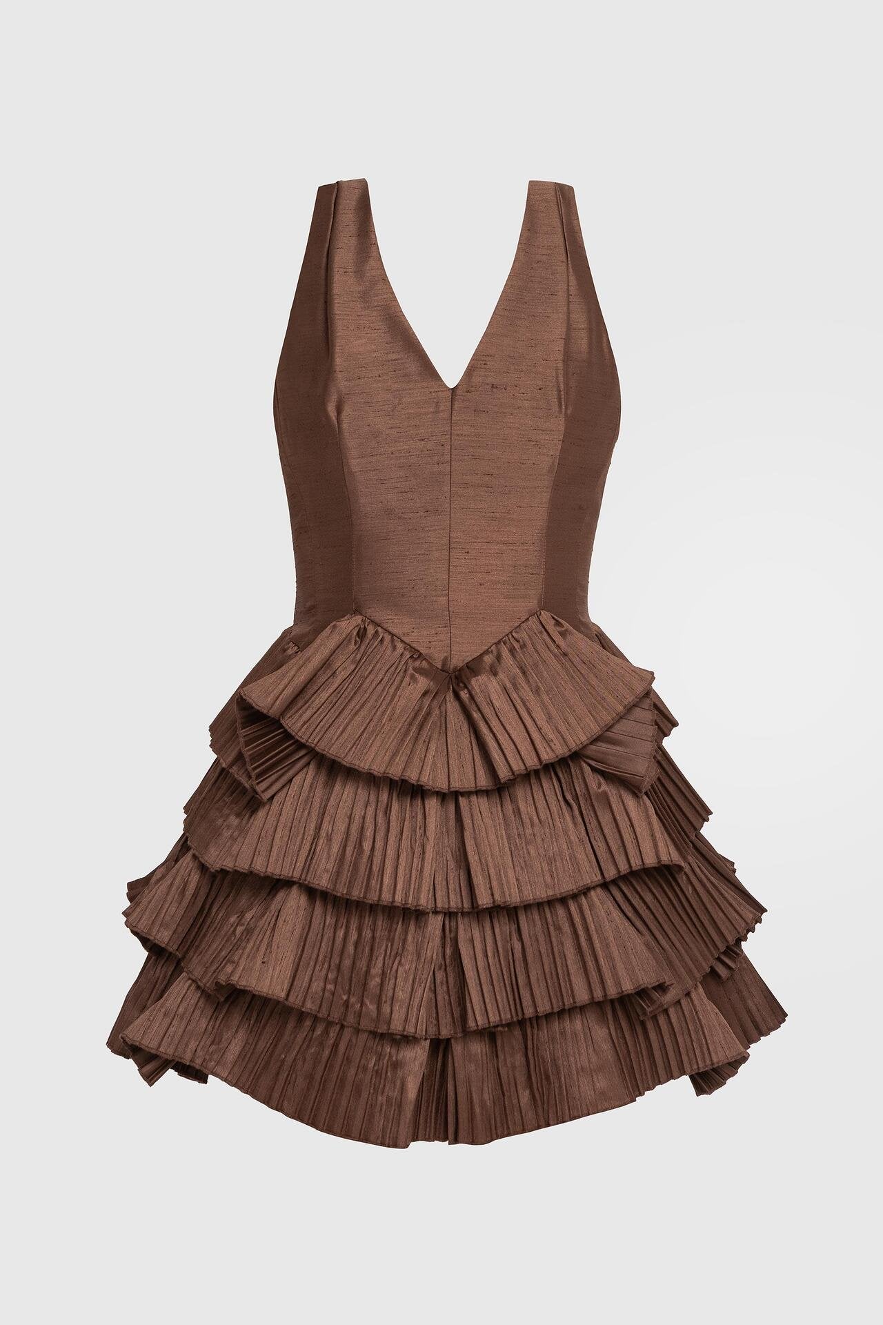 "Elizabeth" mini dress in brown