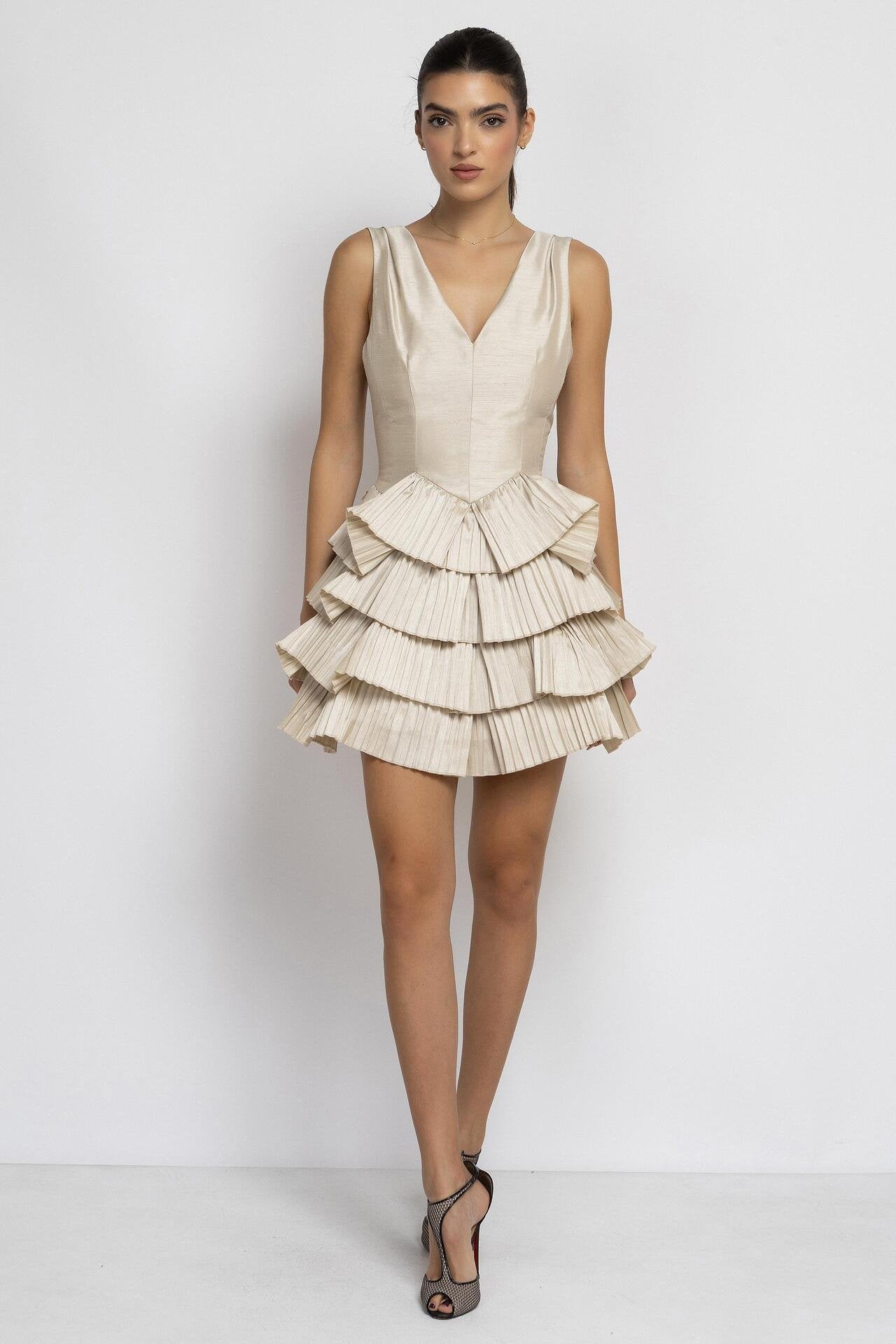 "Elizabeth" mini dress in champagne