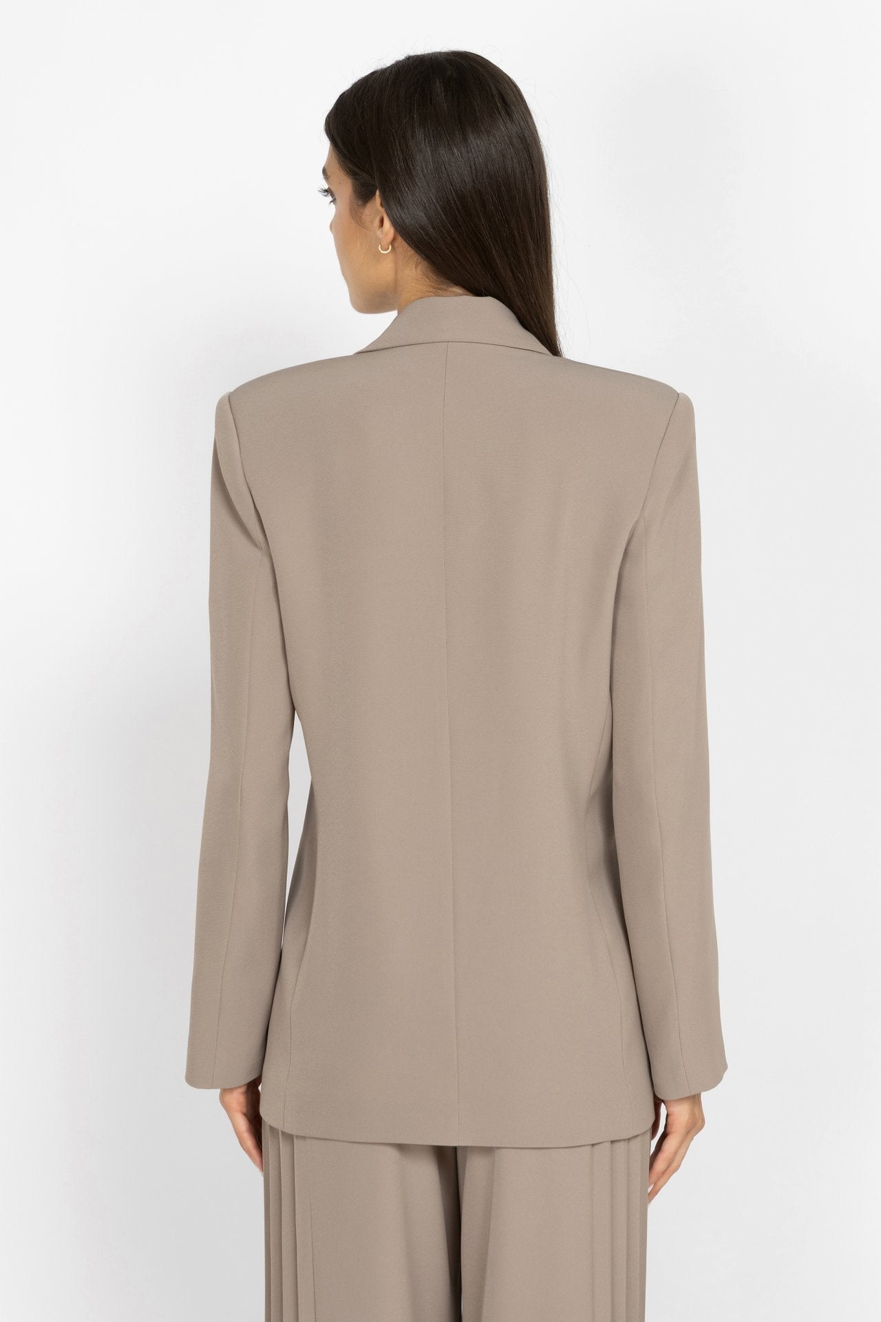 Blazer with Gathered Details and Side Tie in Mocha