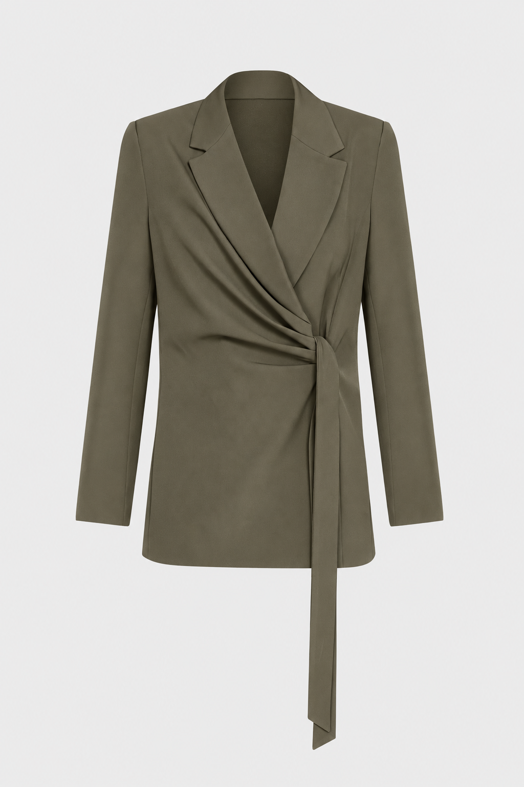 Blazer with Gathered Details and Side Tie in Green
