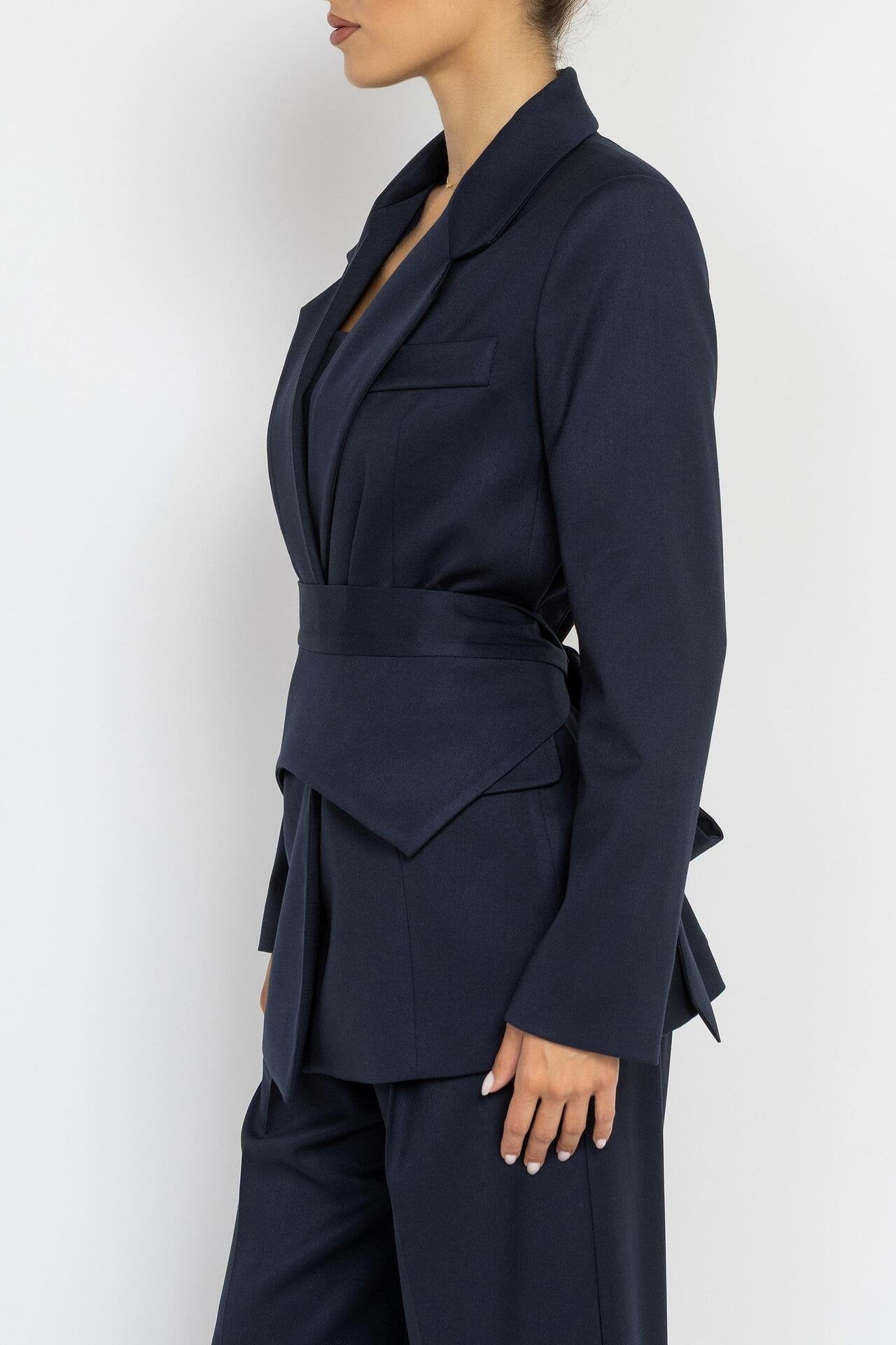 Belted Tailored Blazer in Blue