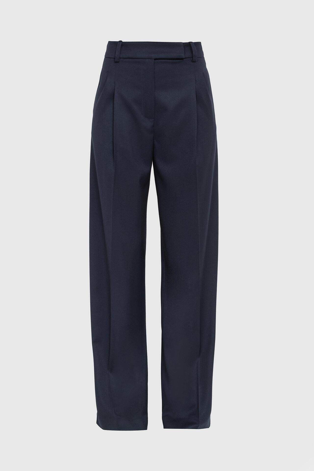 Wide-Leg Pleated Trousers in Blue